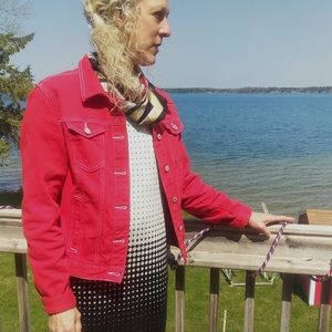 Time and Tru Red Jean Denim Jacket L